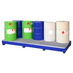 CEMO Auffangwanne für 10 x 200 Liter Fässer - 462 Liter - SW10 - bis 4000 kg belastbar - lackiert oder verzinkt - mit verzinktem Gitterrost