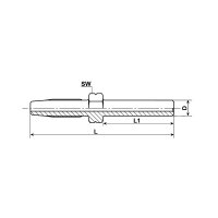 Rohrstutzen gerade - &Oslash; 6 x 30 mm (L) - Stahl - Mit Nut - F&uuml;r Hochdruckschlauch &Oslash; 4,1x8,75 mm