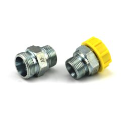 Befüllanschluss gerade - M22x1,5 IG auf M26x1,5 AG - 55 mm - Stahl - für Befüllzylinder ohne Stutzen