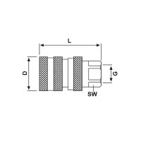 Stecker zur Kupplung - 1/4&quot; BSP IG - max. 340 bar - 36 mm - Stahl - Kunststoffkappe