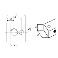 Nippelblock - 1 Anschluss - M10x1 - T-Bohrung - Stahl - 1 Befestigungsbohrung