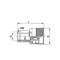 Schraubkupplung Muffe - 1/4&quot; BSP - max. 450 bar - Stahl - Kunststoffkappe