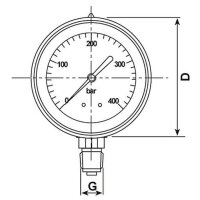 Manometer - 1/4&quot; AG - max. 400 bar - &Oslash; 63 mm - Edelstahl - mit Glyzerin