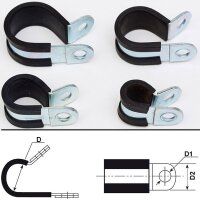 Rohrschelle - Ø 6 mm - für M6 Befestigung - Stahl - Chrom VI frei - galvanisiert - mit Gummieinlage