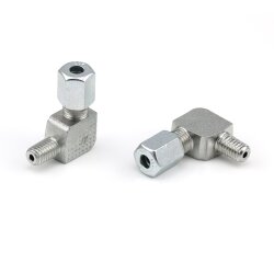 Winkeleinschraubverschraubung 90° - M10 x 1 keg auf Ø 4 mm - Edelstahl - Bauform: LL