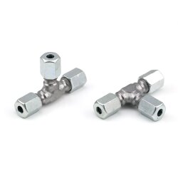 T-Verschraubung-Verbinder - Für 3x Rohr Ø 10 mm - Stahl - Bauform: L