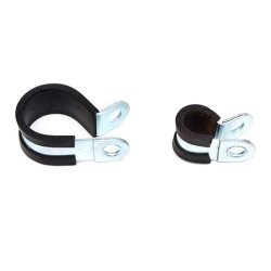 Rohrschelle - Ø 15 mm - für M5 Befestigung - Stahl - Chrom VI frei - galvanisiert - mit Gummieinlage