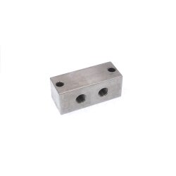 Nippelblock - 2 Anschlüsse - 1/8" BSP - Durchgangsbohrung - Edelstahl - 2 Befestigungsbohrungen