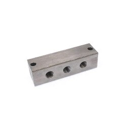 Nippelblock - 3 Anschlüsse - 1/8" BSP - Durchgangsbohrung - Edelstahl - 2 Befestigungsbohrungen