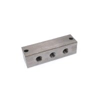 Nippelblock - 3 Anschlüsse - 1/8" BSP - Durchgangsbohrung - Edelstahl - 2 Befestigungsbohrungen
