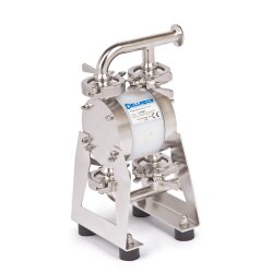 Hygiene Druckluft Doppelmembranpumpe - Edelstahl - 30 l/min - NW 1/2" Milchrohr auf Getränkeleitung