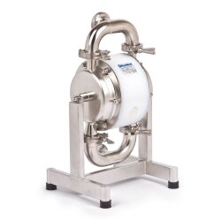 Hygiene Druckluft Doppelmembranpumpe - Edelstahl - 75 l/min - NW 1" Milchrohr auf Getränkeleitung