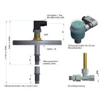 ALM12A01AC21 - Pumpe Autolub-M - 230/400V - max. 250 bar - 8 L Behälter - 2 x 0,2 ccm Pumpenelemente - Antriebslage rechts - 2 x Druckbegrenzung 160 bar