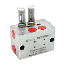 Delimon Zweileitungsverteiler ZVBE4A303400 - 4 Auslässe - Edelstahl 1.4305 - Dosierung: 3,0 cm³ - Ohne Zubehör - Mit Verstelleinrichtung mit Bewegungsanzeiger