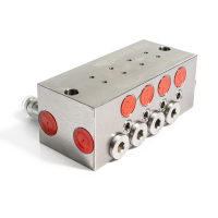 Delimon Zweileitungsverteiler ZVBE8A303200 - 8 Auslässe - Edelstahl 1.4305 - Dosierung: 3,0 cm³ - Ohne Zubehör - Mit Verstelleinrichtung mit Bewegungsanzeiger