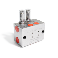 Zweileitungsverteiler ZV-B - 4 Auslässe - Stahl - Dosierung 0,5 cm³ - Einstelleinrichtung mit Bewegungsanzeiger