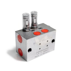 Delimon Zweileitungsverteiler ZVB04A153400 - 4 Auslässe - Stahl - Dosierung: 1,5 cm³ - Ohne Zubehör - Mit Verstelleinrichtung mit Bewegungsanzeiger