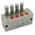 Delimon Zweileitungsverteiler ZVB08A053211 - 8 Auslässe - Stahl - Dosierung: 0,5 cm³ - mit Gerader Einschraubverschraubung GE 16 SR3/8 CF / Abgangsverschraubung GE 10 LR CF + Dichtung - Mit Verstelleinrichtung mit Bewegungsanzeiger