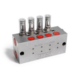 Delimon Zweileitungsverteiler ZVB08A303200 - 8 Auslässe - Stahl - Dosierung: 3,0 cm³ - Ohne Zubehör - Mit Verstelleinrichtung mit Bewegungsanzeiger