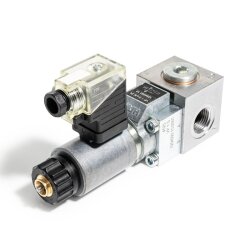 Delimon 38152M001 - 2/2-Wege-Magnetventil - 24VDC - mit Anschlußblock G1/2 - mit Stecker mit LED