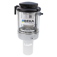 BEKA MAX - Pneumatikpumpe - für Öl - 10 cm³/Hub - 2 Liter Kunststoff Behälter - 3/2 Wege Magnetventil - Auslass rechts