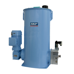 SKF Fettschmierpumpenaggregat FK4/15U21M04/2/300MA3 - 15 kg Behälter - 1,34 kg/h (24,7 cm³/min) - DBV 300 bar - Mit 1x Manometer