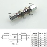 SKF Gerade Schottverschraubung - Ø 6 mm auf Ø 6 mm - Stahl - Bauform: L