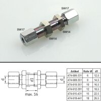 SKF Gerade Schottverschraubung - F&uuml;r Rohr &Oslash; 15 mm (d) - Stahl verzinkt