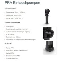 Spandau Eintauchpumpen - 230/400 Volt - PRA 5 K - Eintauchtiefe: 120-170 mm - 42,0 l/min. - 0,12 kW
