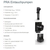 Spandau Eintauchpumpen - 230/400 Volt -  PRA 17 H - Eintauchtiefe: 350 mm - 40 l/min