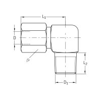 SKF Winkeleinschraubverschraubung 90° mit metrischem Gewinde - M8x1 keg (d1) auf Rohr Ø 6 mm (d) - Stahl - Bauform: LL