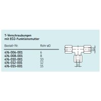 SKF T-Verschraubung mit EO2-Funktionsmutter - Für 3x Rohr Ø 10 mm (d) - Stahl - Bauform: L