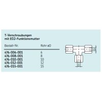 SKF T-Verschraubung mit EO2-Funktionsmutter - Für 3x Rohr Ø 12 mm (d) - Stahl - Bauform: L