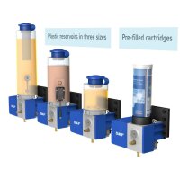 SKF Einleitungspumpe ECP1-100A11-1U0500 - 24 Volt - 0,5 Liter - Ohne Füllstandsschalter - Ohne Wandhalterung - Mit Behälter für Öl - 2 x Anschlussgewinde M10x1
