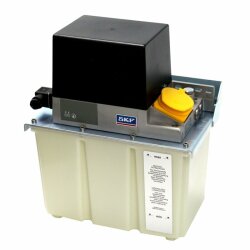 SKF Einleitungspumpe MKF2-KW6-20023 - für Fließfett - 24 Volt - 6 Liter - 0,2 l/min - ohne Steuerung - mit Füllstandsschalter - mit Manometer - mit Kunststoffbehälter