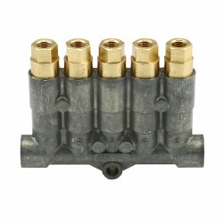 SKF MonoFlex Vorschmierverteiler 355 - Fließfett - 5 Auslässe - 0,40 / 0,40 / 0,40 / 0,40 / 0,40 cm³ - Lötlose Rohrverschraubung - Ohne Armatur - Gewinde: M12x1