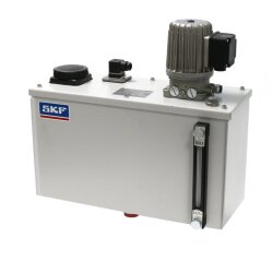 SKF Zahnradpumpenaggregat MFE2-BW15-S13+299 - 1 x 0,2 l/min - mit Metallbehälter - 15 Liter - Füllstandsüberwachung - Spannungsbereich II - 207-254V / 360-440V, 50Hz - 249-305V / 432-528V, 60Hz