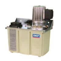 SKF Zahnradpumpenaggregat MFE2-KW6+299 - 1 x 0,2 l/min - mit Kunststoffbehälter - 6 Liter - Füllstandsüberwachung - Spannungsbereich II - 207-254V / 360-440V, 50Hz - 249-305V / 432-528V, 60Hz