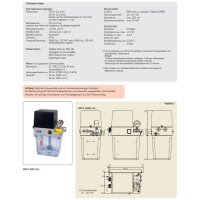 SKF Einleitungspumpe MKF1-11BX03000 - für Fließfett - 24 Volt - 1,8 Liter - 0,1 l/min - Ungesteuert mit Klemmleiste und Drucktaster - ohne Füllstandsschalter - ohne Druckschalter - ohne Manometer - 1 Stopfen - 1 Kabelverschraubung