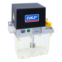 SKF Einleitungspumpe MKF2-12BC02000 - f&uuml;r Flie&szlig;fett - 24 Volt - 3 Liter - 0,2 l/min - Ungesteuert mit Klemmleiste und Drucktaster - mit F&uuml;llstandsschalter - mit Druckschalter - ohne Manometer - 1 Rundstecker M12x1 - 1 Rechteckstecker