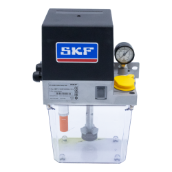 SKF Einleitungspumpe MKU1-11BC10000 - für Öl - 24 Volt - 2 Liter - 0,1 l/min - Ungesteuert mit Klemmleiste und Drucktaster - mit Füllstandsschalter - mit Druckschalter - mit Manometer - 2 Kabelverschraubungen
