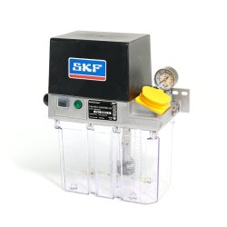 SKF Einleitungspumpe MKU2-12AA10000 - für Öl - 230 Volt - 3 Liter - 0,2 l/min - ohne Steuerung - ohne Füllstandsschalter - mit Druckschalter - mit Manometer - mit Kunststoffbehälter - 2 Kabelverschraubungen