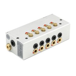 SKF Öl+Luft Mischventil MV203-100-66600000 - für Öl - 3 Auslässe - 1x 0,16 cm³ / 1x 0,16 cm³ / 1x 0,16 cm³ - mit Senkung für lötlose Rohrverschraubung