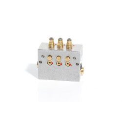 SKF Öl+Luft Mischventil MV203-100-BBB00000 - für Öl - 3 Auslässe - 1x 0,02 cm³ / 1x 0,02 cm³ / 1x 0,02 cm³ - mit Steckverbinder