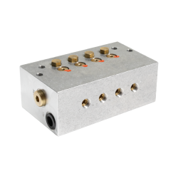 SKF Öl+Luft Mischventil MV204-100-22220000 - für Öl - 4 Auslässe - 1x 0,02 cm³ / 1x 0,02 cm³ / 1x 0,02 cm³ / 1x 0,02 cm³ - mit Senkung für lötlose Rohrverschraubung