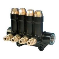 SKF MonoFlex Nachschmierverteiler VN - Für Fließfett - Auslässe: 4 - 4 x 0,20 cm³ - Armatur: Ohne (links und rechts) - 80 bar