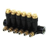 SKF MonoFlex Nachschmierverteiler VN - Für Fließfett - Auslässe: 6 - 6 x 0,05 cm³ - Armatur: Ohne (links und rechts) - 80 bar