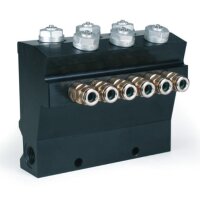 SKF Vorschmierverteiler VR04HHHHH00000000Z - 4 Dosierstellen - 0,8 / 0,8 / 0,8 / 0,8 cm³ - Hauptleitungsarmatur: G 1/4