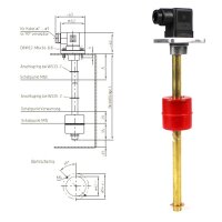 SKF Schwimmerschalter WS35-2+B27 - 2 Schaltpunkte - Vorwarnung / min. Füllstand - 130 mm - für mineralisches Öl