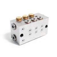 Delimon Flanschverteiler ZVF06A1522O - 6 Auslässe - 1,5 cm³ - Zuteilschaube 1/1 für 5 bis 6 Auslässe - Ohne Flanschplatte